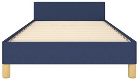 Cadru de pat cu tablie, albastru, 100x200 cm, textil Albastru, 100 x 200 cm, Benzi orizontale