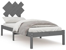 3104830 vidaXL Cadru de pat mic single 2FT6, gri, 75x190 cm, lemn masiv