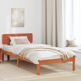 vidaXL Cadru de Pat cu Tăblie Maro Ceară 75x190 cm din Lemn Masiv de Pin