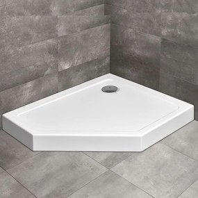 Cadita dus pentagonala Radaway Doros PT E Compact 100x80 cm acril alb dreapta