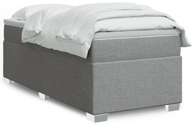 vidaXL Pat box spring cu saltea, gri deschis, 90x200 cm, textil