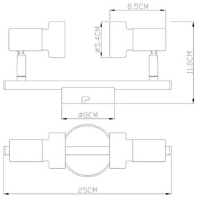 Spot Globo 57917-2G MASON 2xGU10/25W/230V negru/auriu