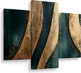 Tablou - Abstracție verde cu auriu I. (90x60 cm)