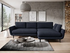 Coltar extensibil SOLANO, sezlong dreapta, stofa clasica albastru inch