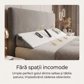 Perna triunghiulara pentru gol tablie pat, catifea jacquard, Alb