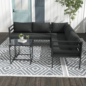 Outsunny Set de Mobilier de Gradina din 7 Piese cu Canapea de Colt, Masa de Cafea, Set de Mobilier Sectional, Gri | Aosom Romania