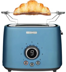 Sencor - Prajitor de pâine pentru 2 felii, cu suport pentru încălzire, 1000 W/230 V, albastru