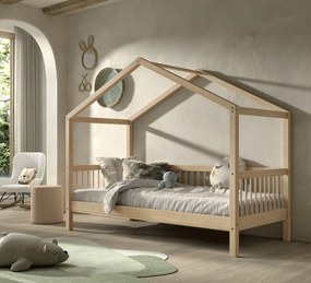 Pat Căsuță Forrest Beech pentru Camera Copii, 90x200 cm, din Lemn Masiv de Fag, Natur – Vipack