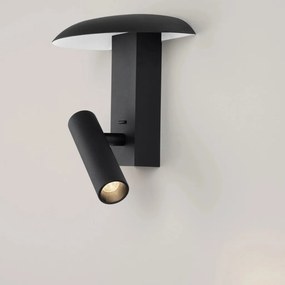 Aplica de perete din aluminiu negru cu spot reader LED FRANKIE