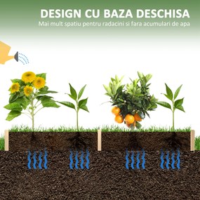 Outsunny Pat Ridicat pentru Cultivat Legume, Lada din Lemn de Brad cu Fund Deschis și Compartimente, 76x30x155 cm, Alb | Aosom Romania