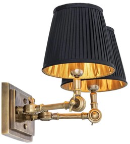 Aplica de perete dubla up or down, alama vintage/ abajur negru, Wentworth
