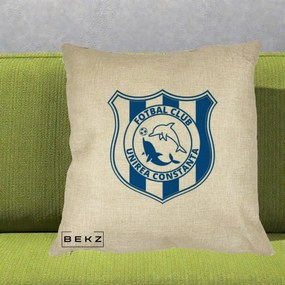 Perna Personalizata FC Unirea Constanta Fotbal, 40x40 cm, Crem, Husa Detasabila, Perna Inclusa, BEKZ®