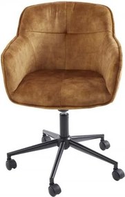 Scaun de birou elegant Euphoria, catifea galben mustar