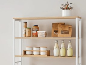 Raft de bucatarie LORANO 167x80 cm, alb / decor stejar