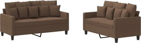 vidaXL Set de canapele cu perne, 2 piese, maro, textil