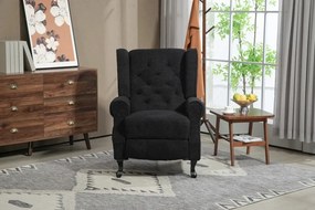 RESIGIALT- Fotoliu Masaj, Incalzire, telecomanda, rabatabil, suport picioare extensibil, textil, Negru