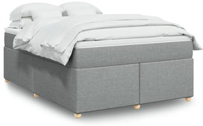 vidaXL Pat continental cu saltea, gri deschis, 160x200 cm, textil