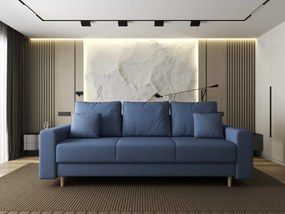 Canapea extensibilă dumonde cu ladă de depozitare si sezut confortabil din spuma high-density, Kronos Enjoy Albastru 210x100 cm