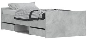3203799 vidaXL Cadru de pat cu tăblie la cap/picioare, gri beton, 100x200 cm