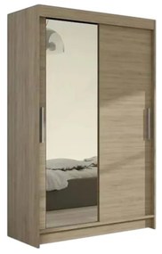 Expedo Dulap dormitor cu uși glisante FLORIA VI cu oglindă, 120x200x58, Sonoma