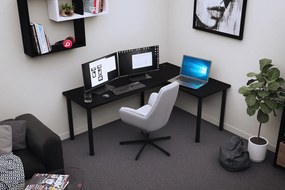 Birou de scris gaming colț dreapta Nelmin 200 cm pe bază de metal - negru