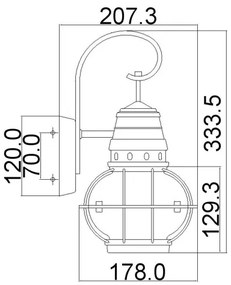 Kichler KL-BRIDGEPOINT-S-NBR - Aplica de exterior BRIDGEPOINT 1xE27/60W/230V IP44