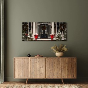 Tablou - Casa decorată de Crăciun (120x50 cm)