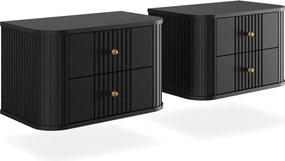 Set noptiere Vesper 56 cm de perete - negru / mânere aurii