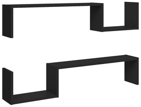 Rafturi de perete, 2 buc., negru, 100x15x20 cm, pal