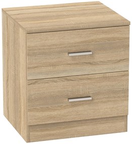 HOMCOM Masuta de Noapte cu 2 Sertare Masuta Auxiliara pentru Sufragerie Dormitor Incarcare 30 kg 45x39,5x49 cm Lemn Natural | Aosom Romania