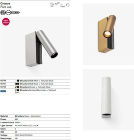 Aplica cu reader LED directionabil stil minimalist CRONOS aluminiu