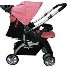 Carucior nou nascuti 2 in 1 BABY CARE™ PRO C18, Maner reversibil, Spatar reglabil in 3 trepte, Amortizoare, Frana picior,Pliabil ,ROZ