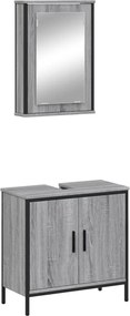 vidaXL Set mobilier de baie, 2 piese, gri sonoma, lemn prelucrat