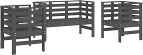 vidaXL Set mobilier de grădină, 3 piese, gri, lemn masiv de pin
