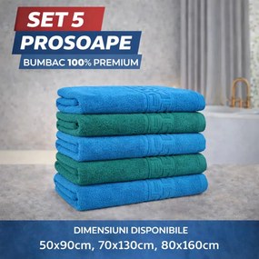 Set 5 Prosoape Baie 550g/m² Premium, 100% Bumbac, Absorbante și Pufoase