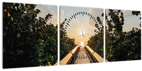 Tablou - drum spre soare (cu ceas) (90x30 cm)