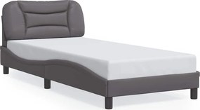 vidaXL Cadru de pat fără saltea, Hvar, gri, 80x200 cm, piele ecologică