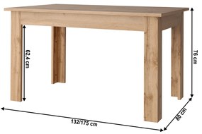 Masă extensibilă MORATIZ, stejar wotan