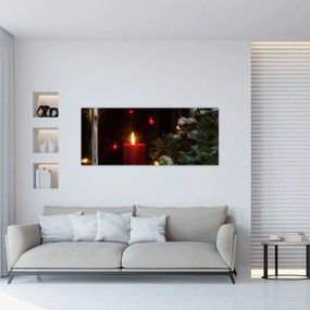 Tablou - Lumânare strălucitoare de Crăciun (120x50 cm)