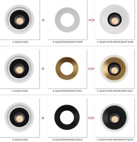 Spot LED incastrabil GALEXO H0106 alb cu inel auriu