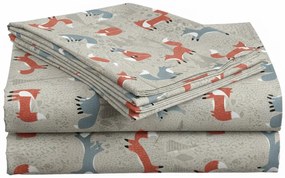 Cearsaf din bumbac pentru patut copii FOXIVA gri 110x160 cm