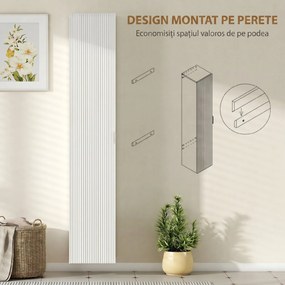 HOMCOM Dulap de Baie Suspendat Coloană cu Rafturi Reglabile și Închidere Soft Close, 30x31.5x160 cm, Alb | Aosom Romania