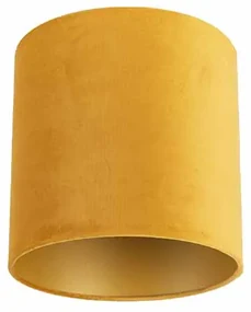 Abajur din catifea galben 25/25/25 cu interior auriu