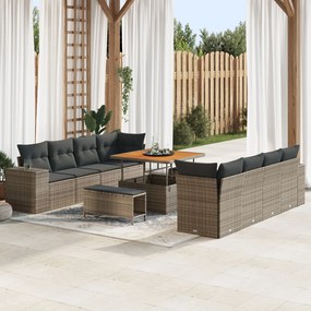 vidaXL Set de canapele pentru grădină 11 pcs Gri poliratan