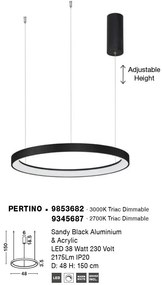 Lustra LED dimabila design circular PERTINO D-48cm