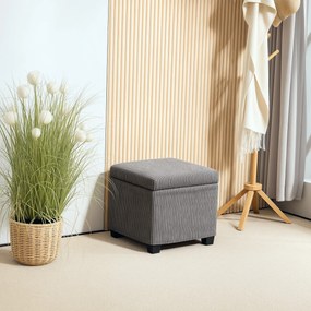 HOMCOM Cutie puf depozitare 30 L cu capac detașabil, puf ottoman cube umplutură din catifea groasă, 40 x 40 x 40 cm, gri | Aosom Romania