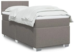 vidaXL Pat box spring cu saltea, gri taupe, 90x200 cm, textil