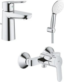 Set baterii lavoar dus Grohe BauEdge si dus cu porter Tempesta crom lucios