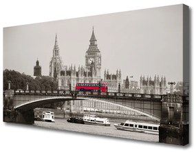 Tablou pe panza canvas Brucker autobuz urban Arhitectura Gri Roșu