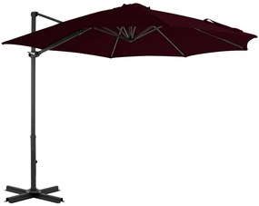 vidaXL Umbrelă consolă de grădină, stâlp din aluminiu, roșu, 300 cm